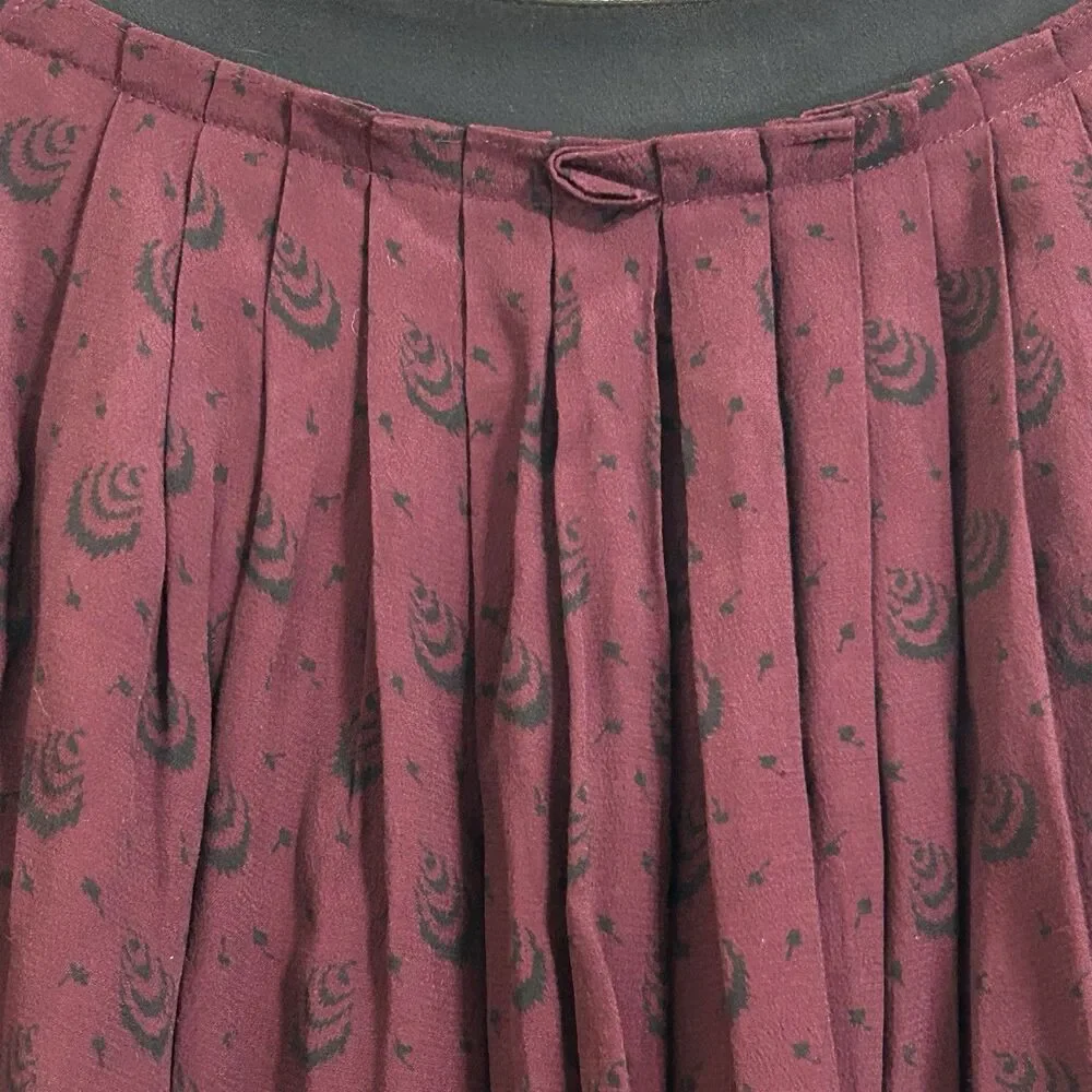 Comptoir Des Cotonniers Skirt Size 36=4 Wine Red Floral Pleated Mini Skirt